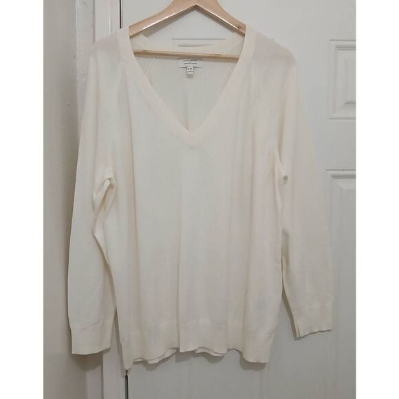 Banana republic womens 2xl cotton viscose spring summer sweater cream ivory - Picture 1 of 8
